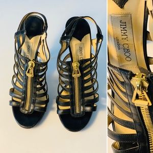 Jimmy Choo Glenys Black w/ Gold Zipper